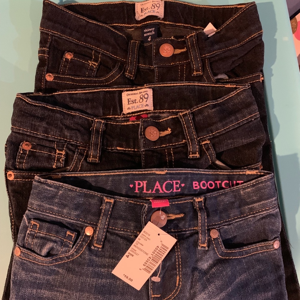 New Sz 4 toddler girls childrens place jeans lot 3